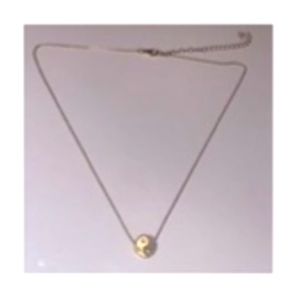 Gold & white Ying yang necklace